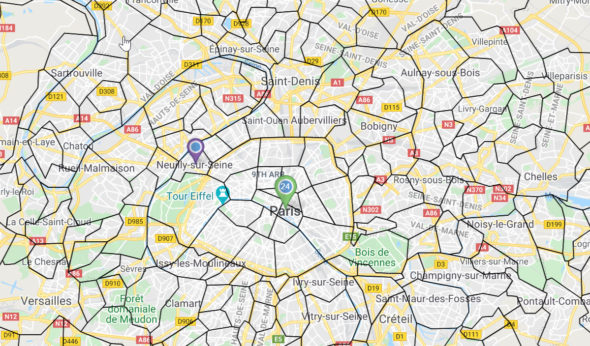 Paris Postal Code Map - Territories